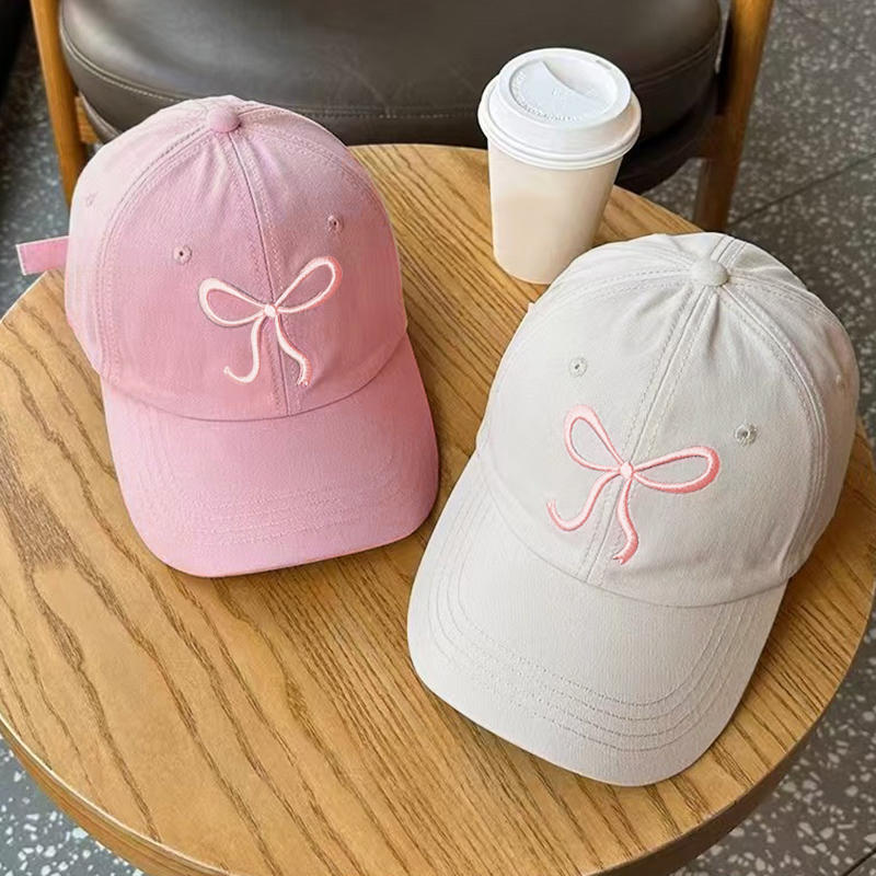 Bow Tie Baseball Cap Female Big Head Baseball Cap American Wide Brim Retro Trend Embroidery Duck Tongue Cap