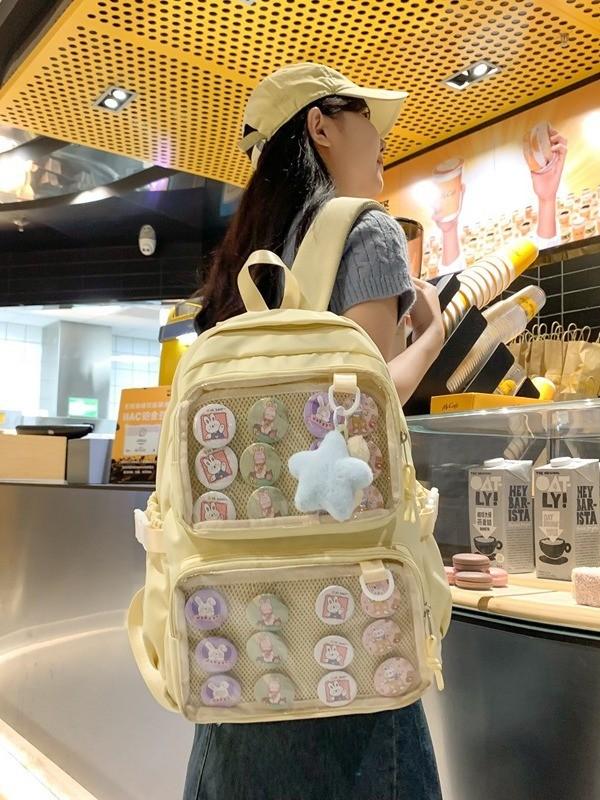 Nylon School Backpack With Design For Middle School Students And 14in Laptop
