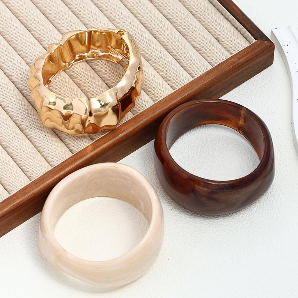 Popular bracelet Irregular geometric wide-edge smudged bracelet Advanced round metal bracelet