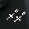 Gothic Cross Earrings for Women Men Stainless Steel Hoop Earrings Christian Religious Jewelry Amulet Gifts Daily Accessories