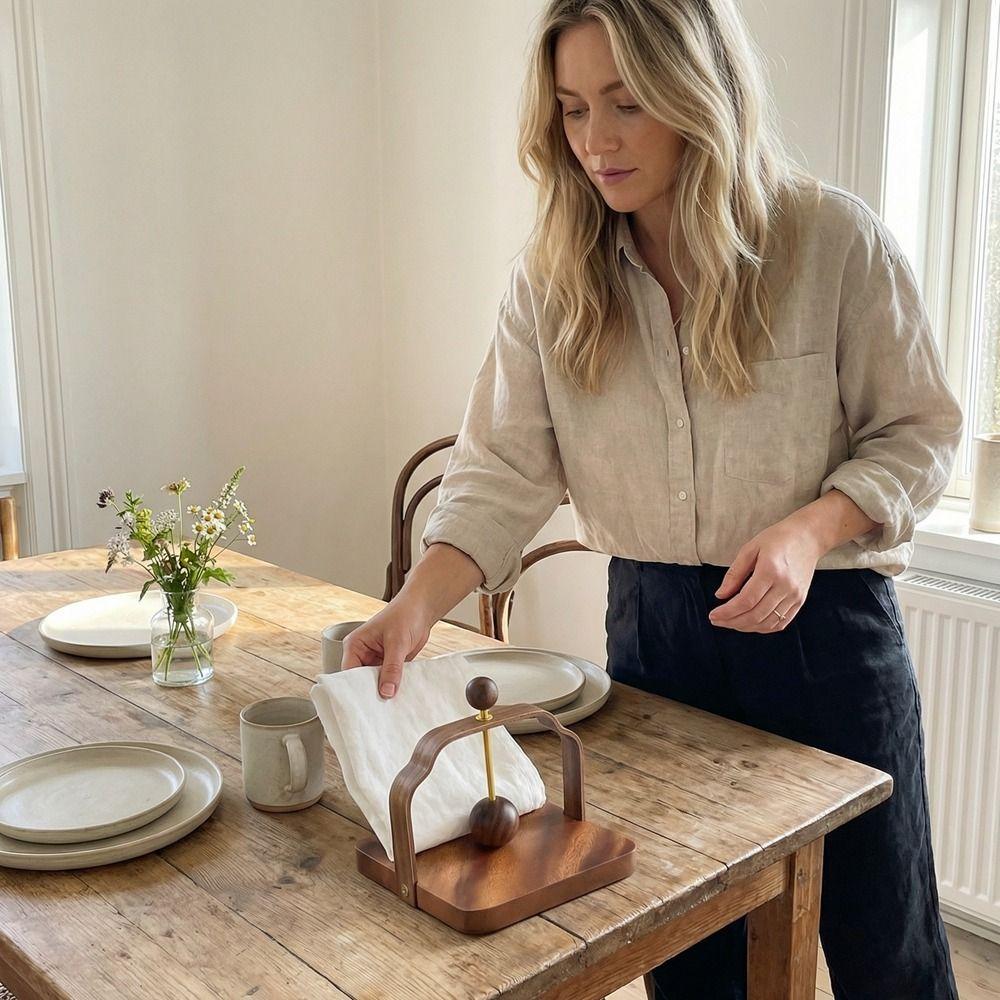 Chinese Style Walnut Wood Napkin Holder Square Napkin Dispenser Tissue Storage Box  Home Decor