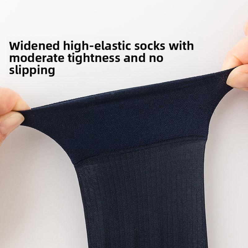 Summer Men's Dark Stockings - Thin Style Mid-Length Men's Socks with Good Breathability and Thick Nylon Business Socks for Gentlemen