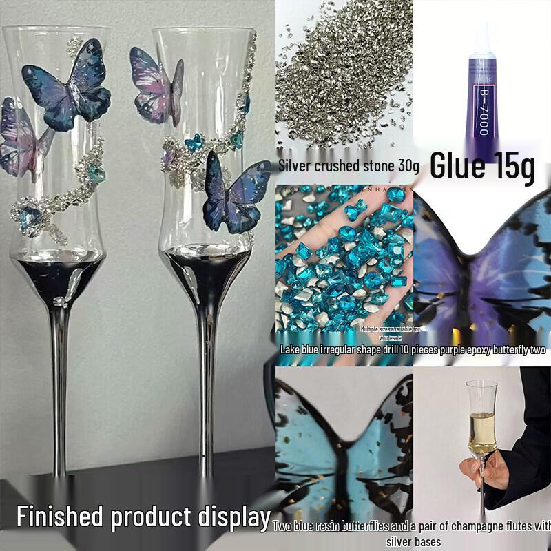 Qīwēi DIY Tassel Butterfly Wedding Champagne Glass Kit