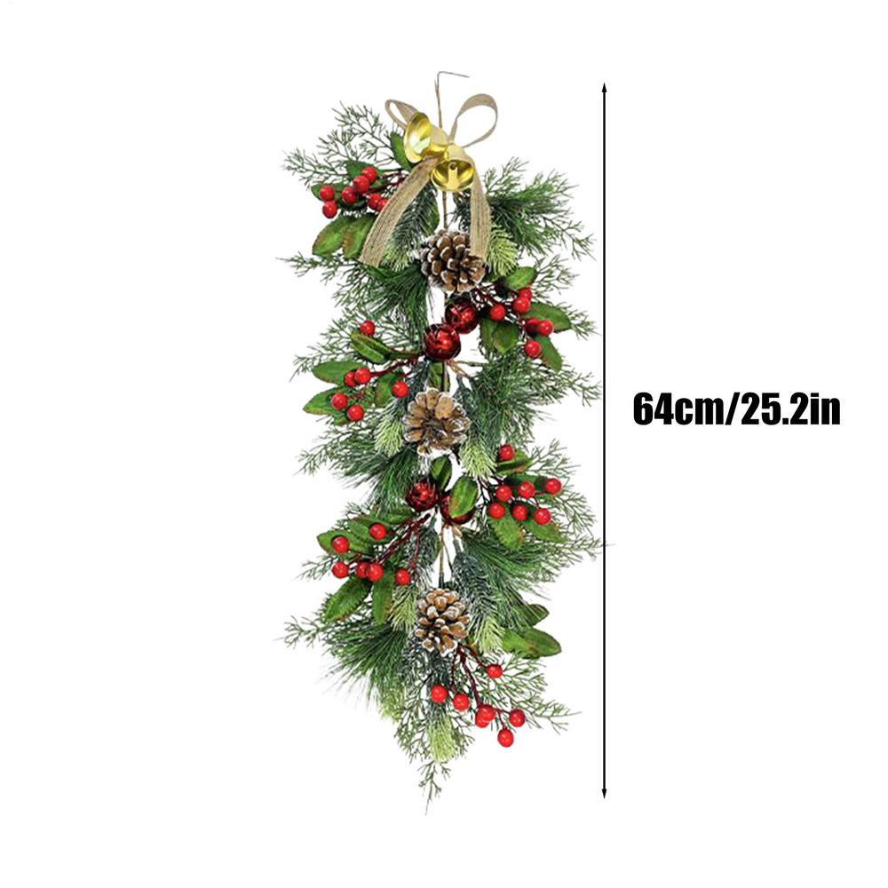 

Winter Christmas Wreath 64cm Seasonal Decor Supplies Artificial Holiday Wreath for Home Farmhouse Indoor Porch Wall Window зелений