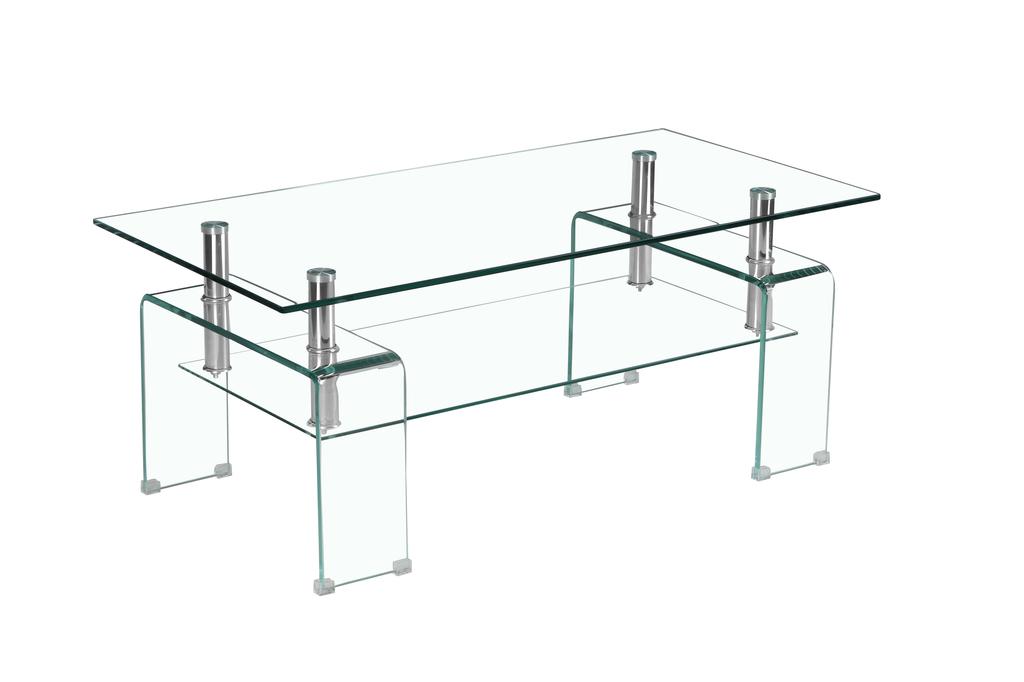 Clear Tempered Glass Coffee Table Living Room Tea Table with Glass Leg