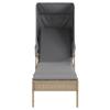 Sun Lounger with Canopy Beige Poly Rattan