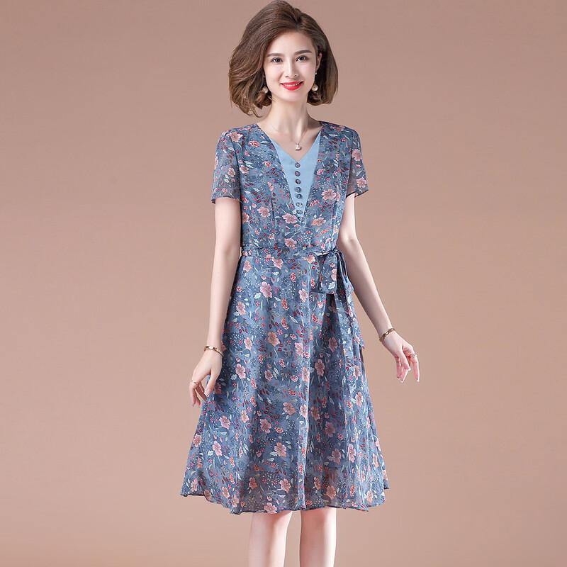 Women s Casual Chiffon Summer Midi Dress XXL