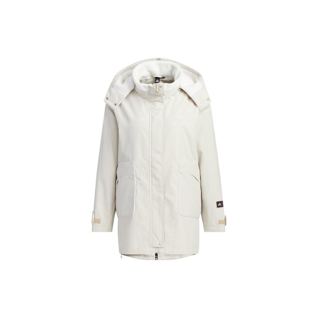 Adidas CNY Series Solid Color Fleece-Lined Sports Hooded Jacket Women Tops Han-Jade-White HZ2996