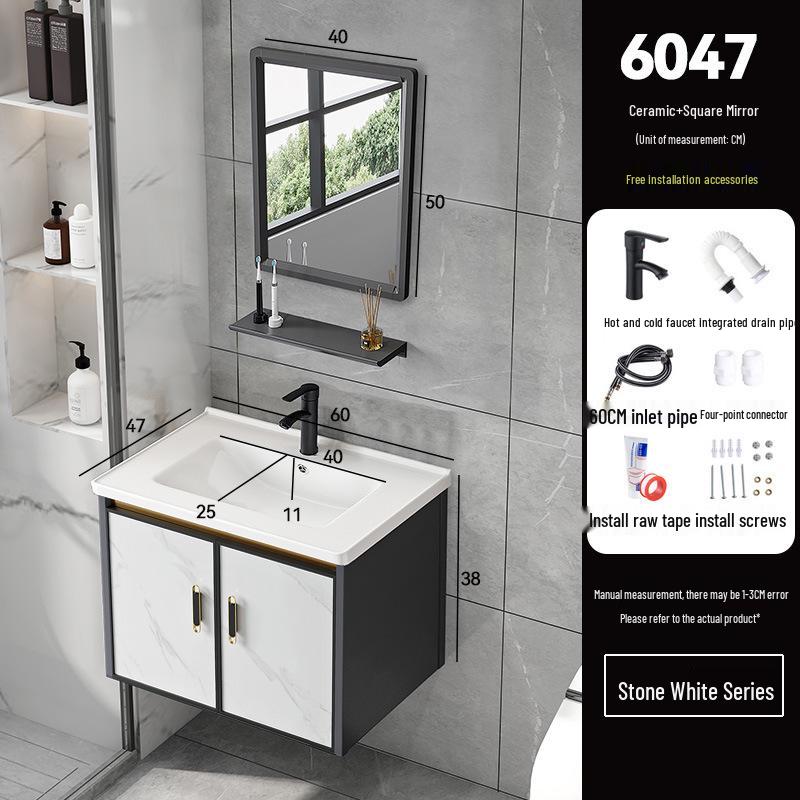 Luxury Space Aluminum Bathroom Vanity with Integrated Ceramic Basin for Compact Spaces