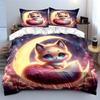 Dreamy Blue-Eyed Fox On Moon Printed Duvet Cover Set1 Duvet Cover+2 Pillowcasemulti Size Bedroom Bedding Decor Luxury Gifts