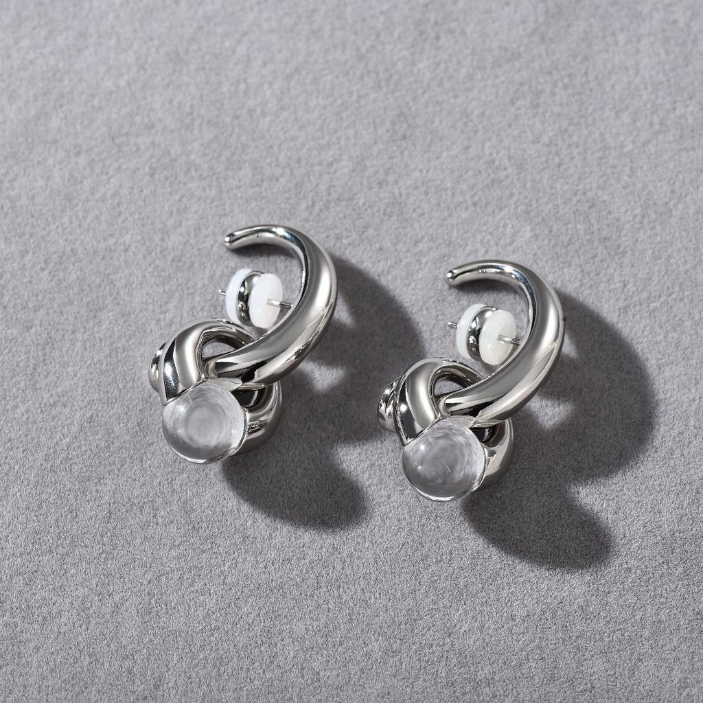 Niche High-End Silver Metal Personality Temperament Simple Water Drop Crystal Pendant Earrings S925 Silver Needle Stud Earrings
