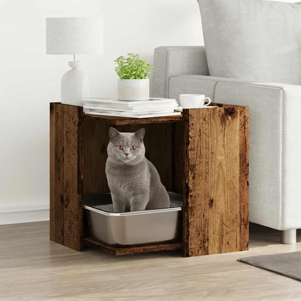Vidaxl Litter Box Cabinet, Old Wood, 53X53X51 Cm