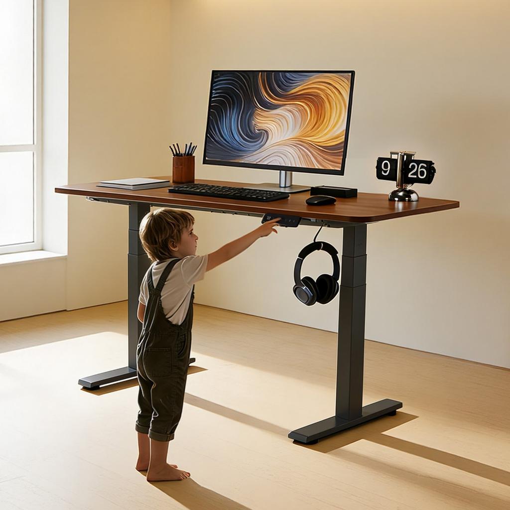 Standing Desk Frame Dual Motor, Electric Adjustable 100-180 cm Extension Length, 3 Memory Height Settings Stand Up Table Legs, Sit to Stand Desk Leg