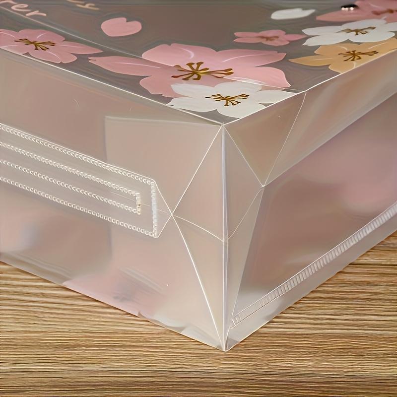 1pc Princess Floral PVC Tote Bag Transparent Birthday Party Gift Bag with Pink Cherry Blossom Design, Perfect for Christmas, Thanksgiving