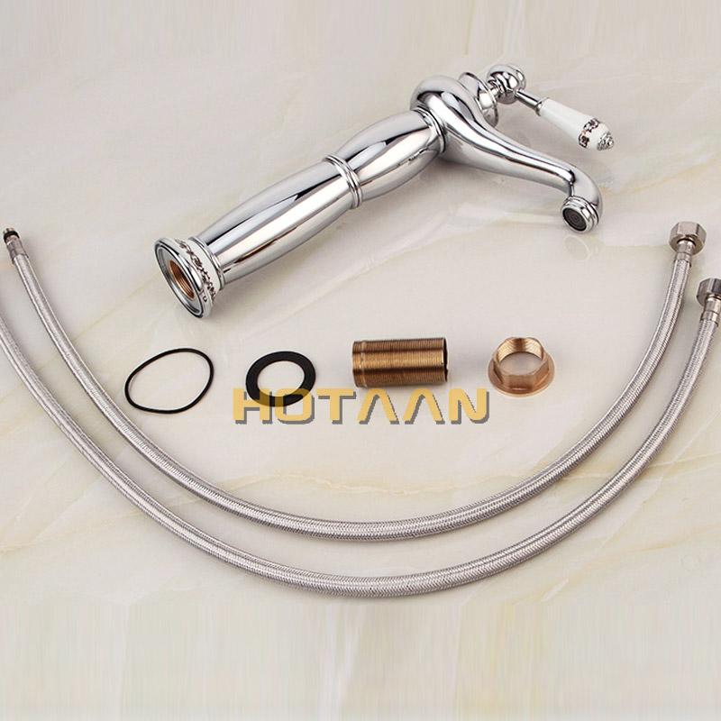 Luxury Basin Faucet Modern Faucet Bathroom Faucet Gold Finish Hot & Cold Brass Basin Sink Faucet Single Handle with Ceramic Taps