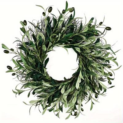 Olive Fruit Wreath Door Decoration - Handmade Artificial Flowers for Home Wall Hanging