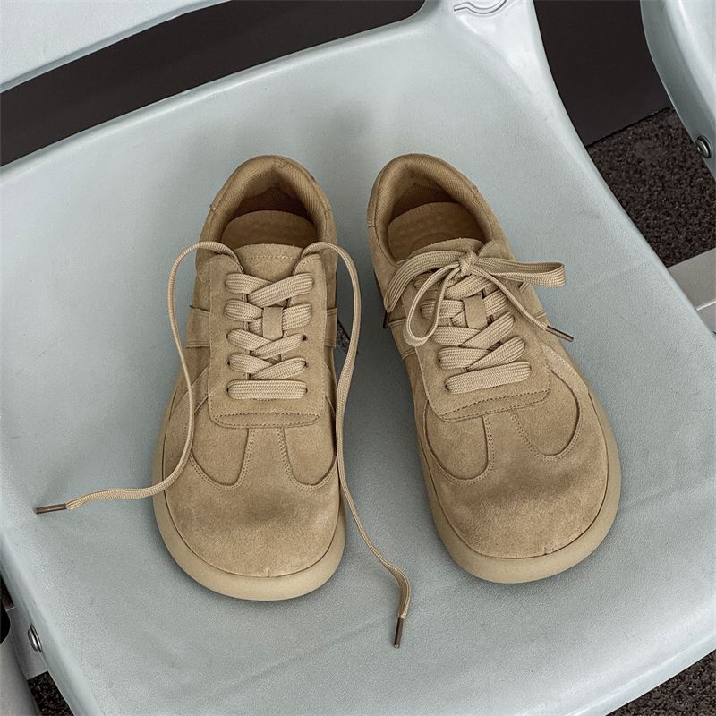 Soft-Soled Shoes Men'S Commuter Trendy Sports Shoes Moral Training Shoes Flat-Soled Big Head Shoes Lace-Up Retro Casual Shoes