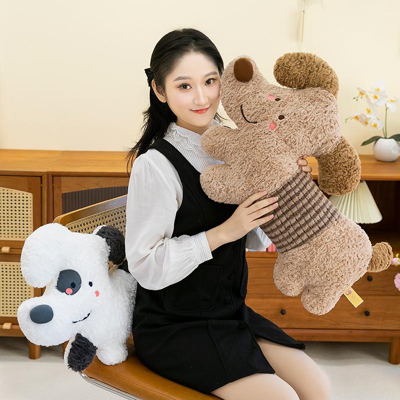 Cute Dog Pillow Plush Toys for Girls' Bedside Pillows Office Waist Leaning On Children's Doll Ring Gifts