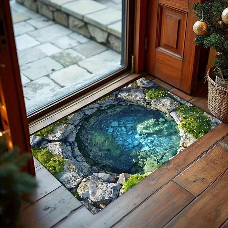 Realistische 3D-Visuelle Illusion Schwarzes Loch Riss Bodenmatte Rutschfest Höhlen-Effekt Weicher Teppich Innen- und Außenbereich Wohnzimmerteppiche