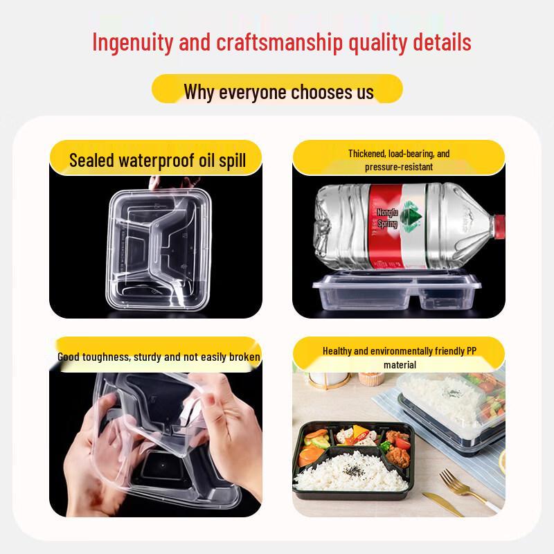 1000ml 4-Compartment Disposable Plastic Food Container