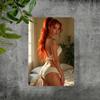 Vintage Red Hair Lady 2D Aluminum Wall Art 8x12 Inch - No Power Easy Hang Home Decor for Bedroom Living Room