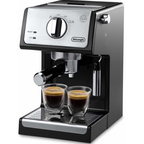 De'Longhi Espresso Maker ECP3220J-BK, Cappuccino, Latte Art, Espresso Machine, Long Cup Compatible (up to 12cm), Easy Maintenance, Intense Black, 3-Ye