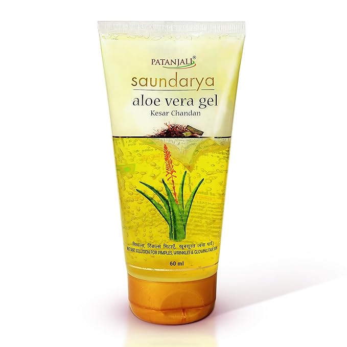 Patanjali Saundarya Aloevera Gel Kesar Chandan Face Wash 60ml For Men, Women, Anti-Acne & Pimples, For All Skin Types