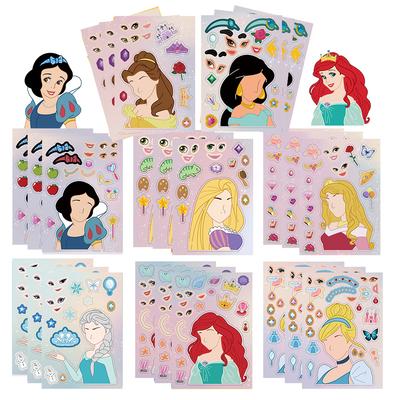 8/16 Disney Prinzessinnen Kinder DIY Puzzle Aufkleber Spiel Gesicht Puzzle Aufkleber, Lernspielzeug für Kinder, Partygeschenke