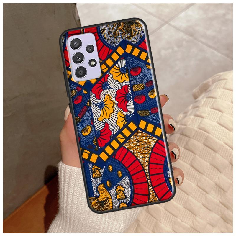African Style Fabric Print Case For Samsung Galaxy A14 A34 A54 A12 A22 A32 A42 A52 A13 A23 A33 A53 A50 A51 A71 Cover