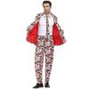 M-XL Men's Print Craze Suit Clown Costume, Halloween Holiday Disco Suit for Men