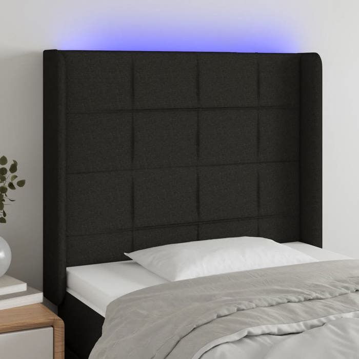 VidaXL LED Headboard Bedroom Furniture Single Bed Accessory Headboard Interior Black 3124040