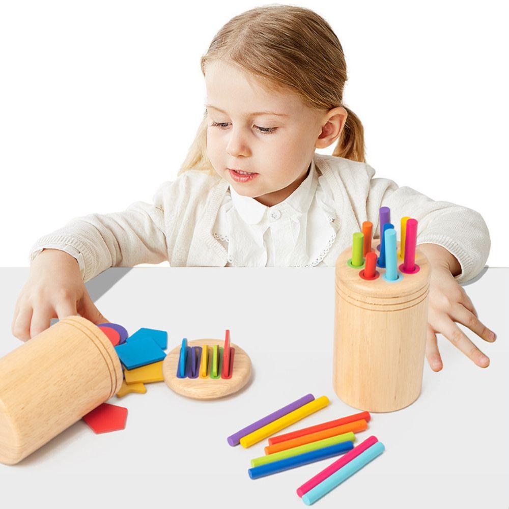 

Early Educational Color Sorting Toys Wooden Count Puzzle Game Toy Shape Matching Toys Infant Style 2