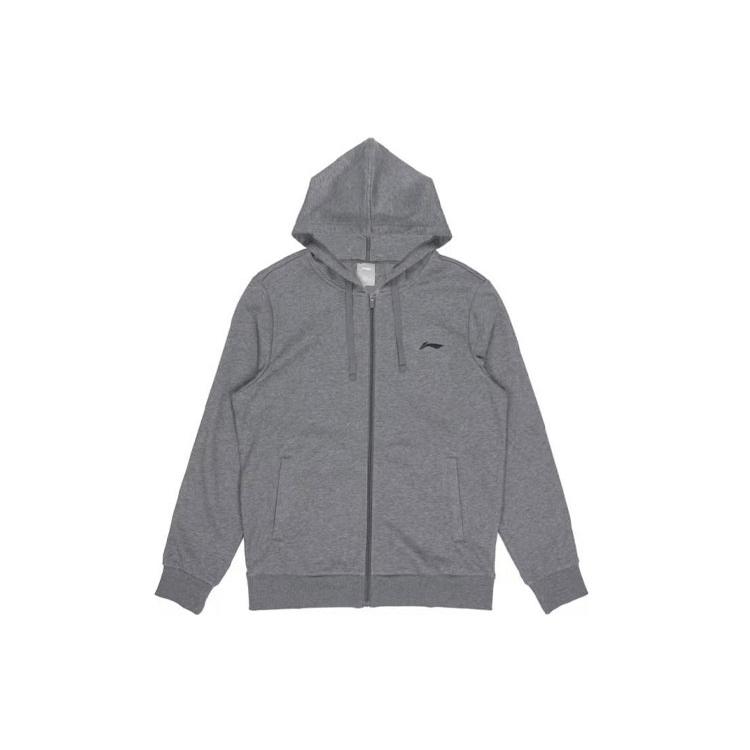 Li Ning Sweatshirts Men's Gray Hooded Thickened Regular AWDRH23-2