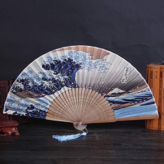 Boshiho Folding Floral Japanese Japanese Accessory Women's Fan, Bamboo, Rayon, Print, Stylish, Style, Elegant, Gorgeous,