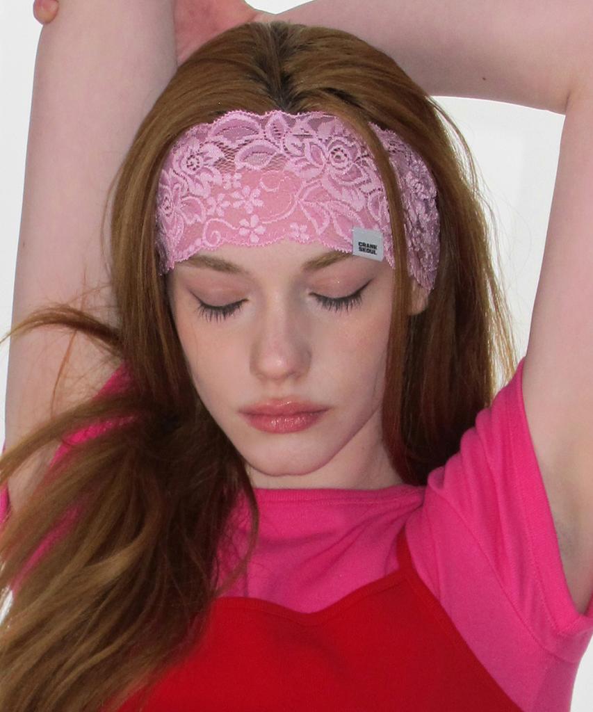 CRANK Lace Veil Hairband_Pink