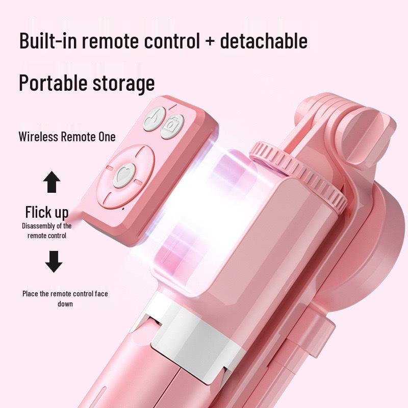 B12s All-in-One Selfie Stick Tripod with Bluetooth Remote and Fill Light