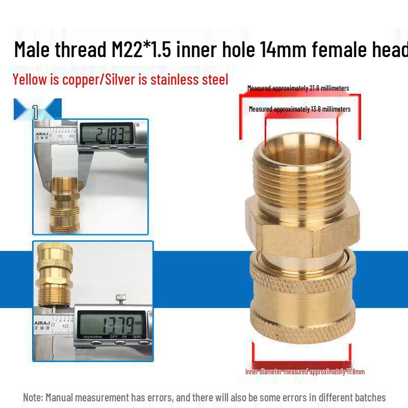 High-Pressure Water Spray Gun & Hose Fittings with M22-1/4 and M22-3/8 Quick Connect