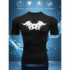 White Compression Short Sleeve T-Shirt Black Winged Tribal Design With Star Graphic Quick Dry Breathable High Elasticity Gym And Workout Athletic Top