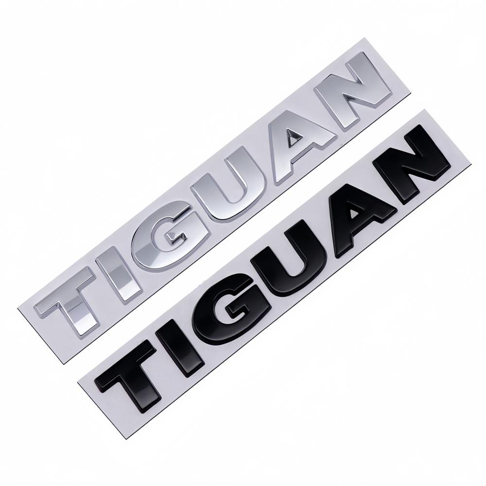 Pegatina de Coche 3D Metal Cromado Plata Negro Maletero Trasero Carrocería Guardabarros Letras TIGUAN Etiquetado Emblema Insignia Logo
