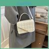 Womens Small Square Bag With Plaid Woven Texture And Street Style For Casual Outings