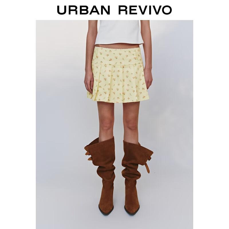 UR 2025 Summer Floral Pleated Mini Skirt XS