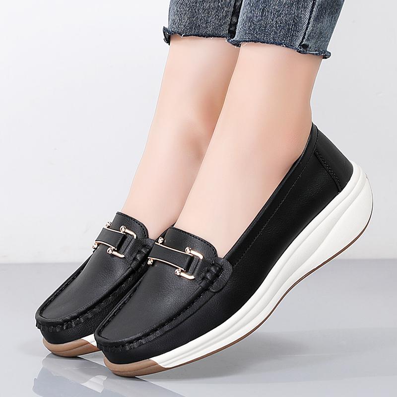 

Women s Loafers Leather Driving Moccasins Comfort Casual Slip on Plus Size Walking Shoes EU: 35 чёрный
