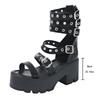 Fashion 2025 Summer Gladiator Sandals Women Metal Rivet Punk Streetwear Wedge Square Heels Platform Ankle Buckle Strap High Quality