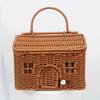 Wicker Woven House Rattan Bag Handmade Handbags Bohemian Straw Basket Bags for Women Funny Hollow Beach Bag Storage Box Bags