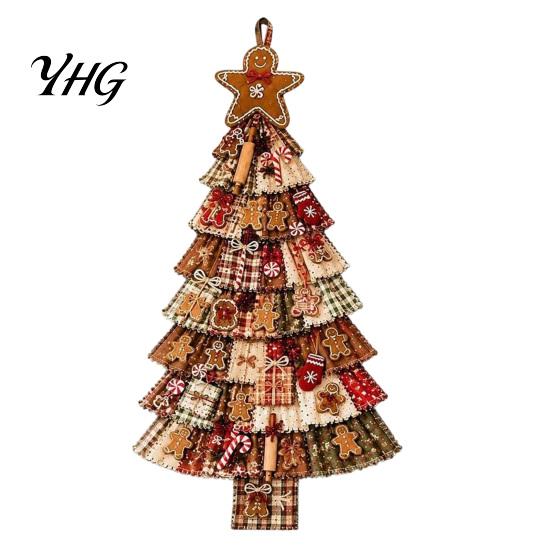 Holiday Home Interior Embellishment Christmas Handmade Door Hanging Kit, Patchwork Tree Decoration DIY Sewing Year Round Garden And Seaside Decor Set,