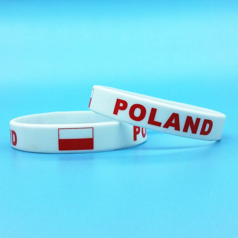 2 Stück Polen Flagge Silikon Armband Sport Gummiarmband Länder Armband Handgelenkband Männer Frauen Dehnbares Armband für Basketball Fußball Fans Zubehör