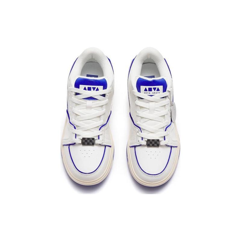 Anta Life Collection Anti-Slip And Wear-Resistant Lightweight Low-Top Skateboard Shoes Women's White Blue Sneakers 122248026-3