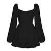 Women's Square Neck Long Sleeve Solid Romper High Waist Ruffled Layered Playsuit