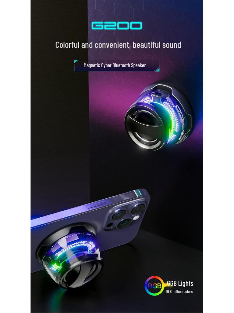 G200 Bluetooth Speaker with Magnetic Adsorption - Portable Mini Speaker with Lighting and Subwoofer