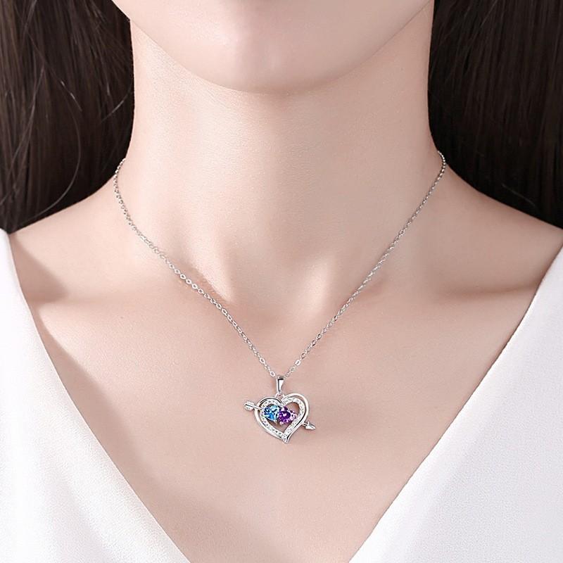 New Love God Arrow Necklace: Heart To Heart Love Love Double Color Fashion Creative Hollow Collar Chain for Girlfriend